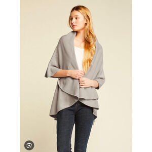 NWT Look by M Shawl Vest Hooded One Size Brown-Gray Thermal Fairy Lagenlook